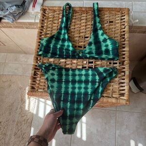 Skatie Green Tie-Dye Bikini Set - High Wasted